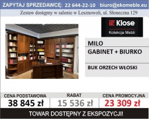 KLOSE - MILO - GABINET + BIURKO, BUK ORZECH WŁOSKI